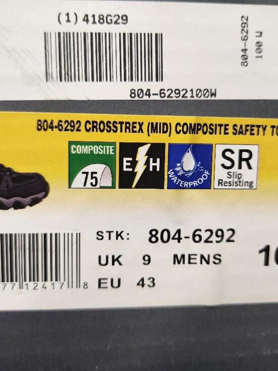 Mens Thorogood Crosstrex Composite Safety Toe Waterproof Boot Sz 10 MSRP $125